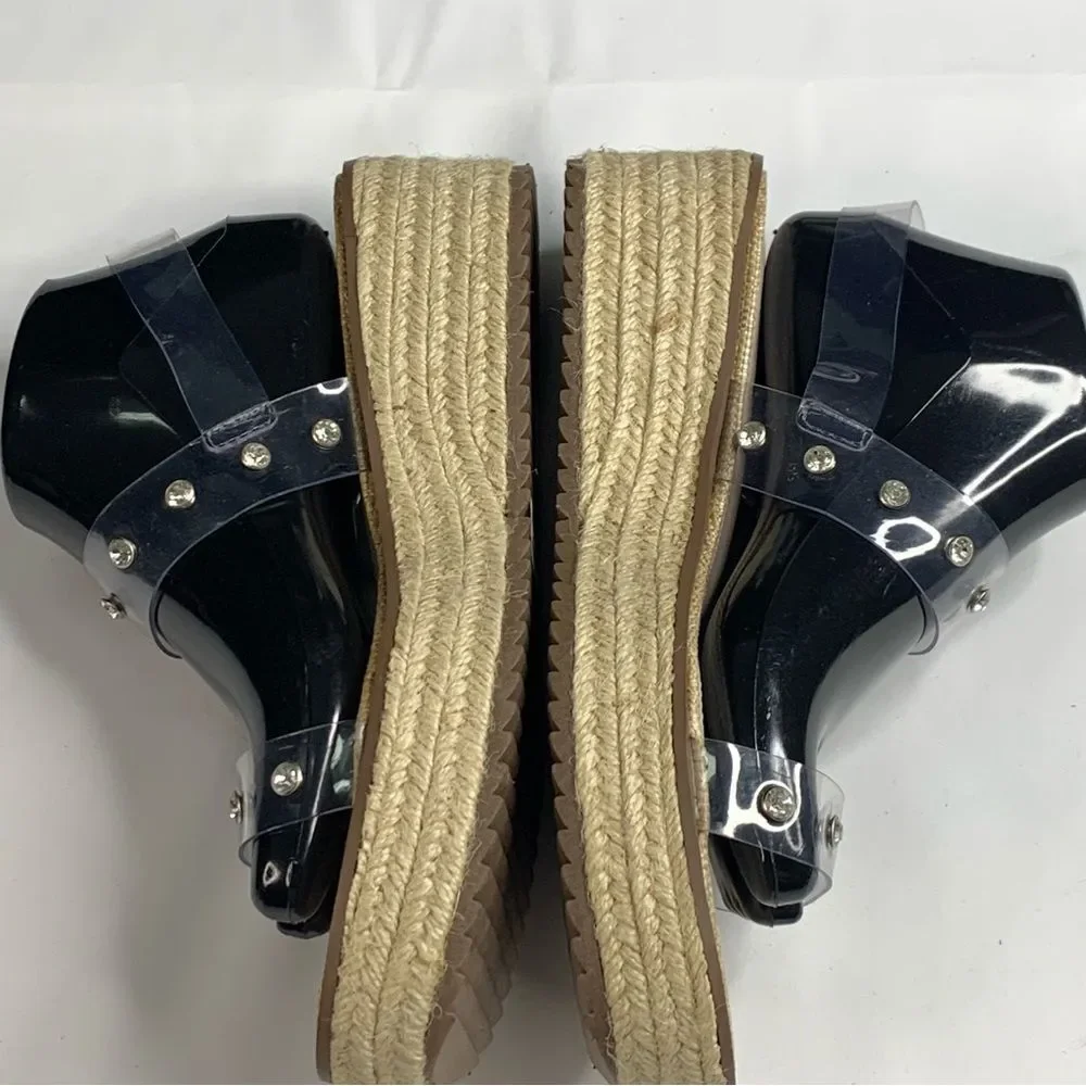 Schutz Cristiane Embellished Platform Sandal Espadrille Sandals Rhinestones 8.5